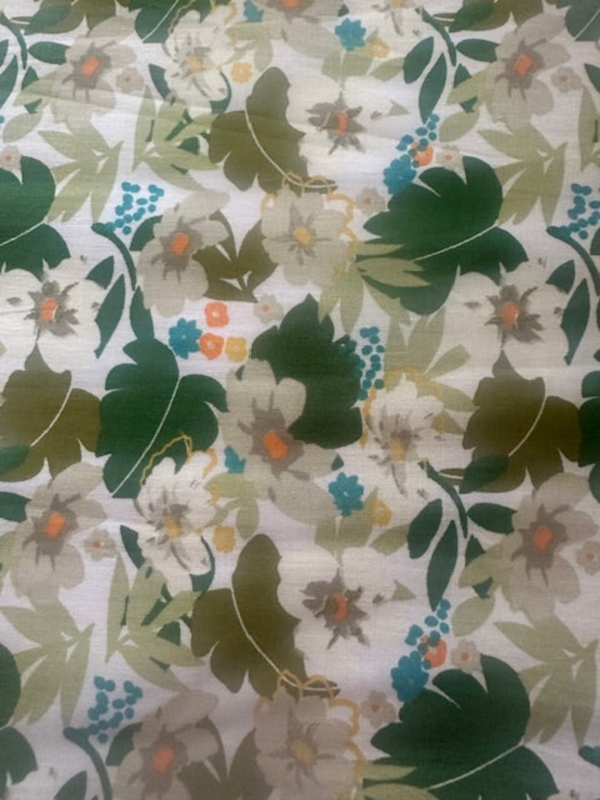 Green Leaf Print on Cotton Lawn