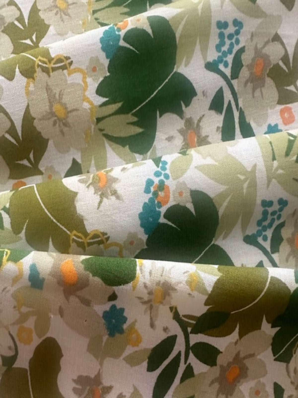 Green Leaf Print on Cotton Lawn