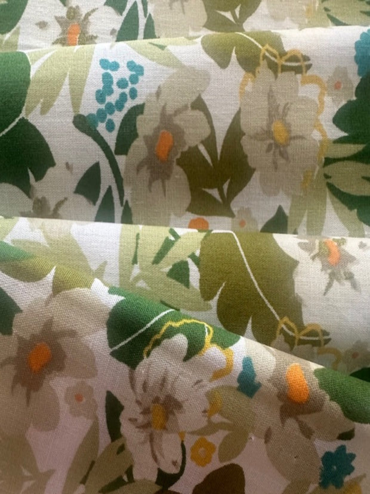 Green Leaf Print on Cotton Lawn