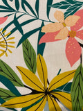 Multi Tropical Print on White Cotton Lawn