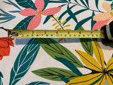 Multi Tropical Print on White Cotton Lawn