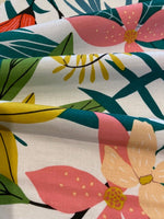 Multi Tropical Print on White Cotton Lawn