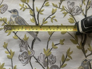 Lime/Grey Jacquard Trailing Branches with Perching Birds Furnishing