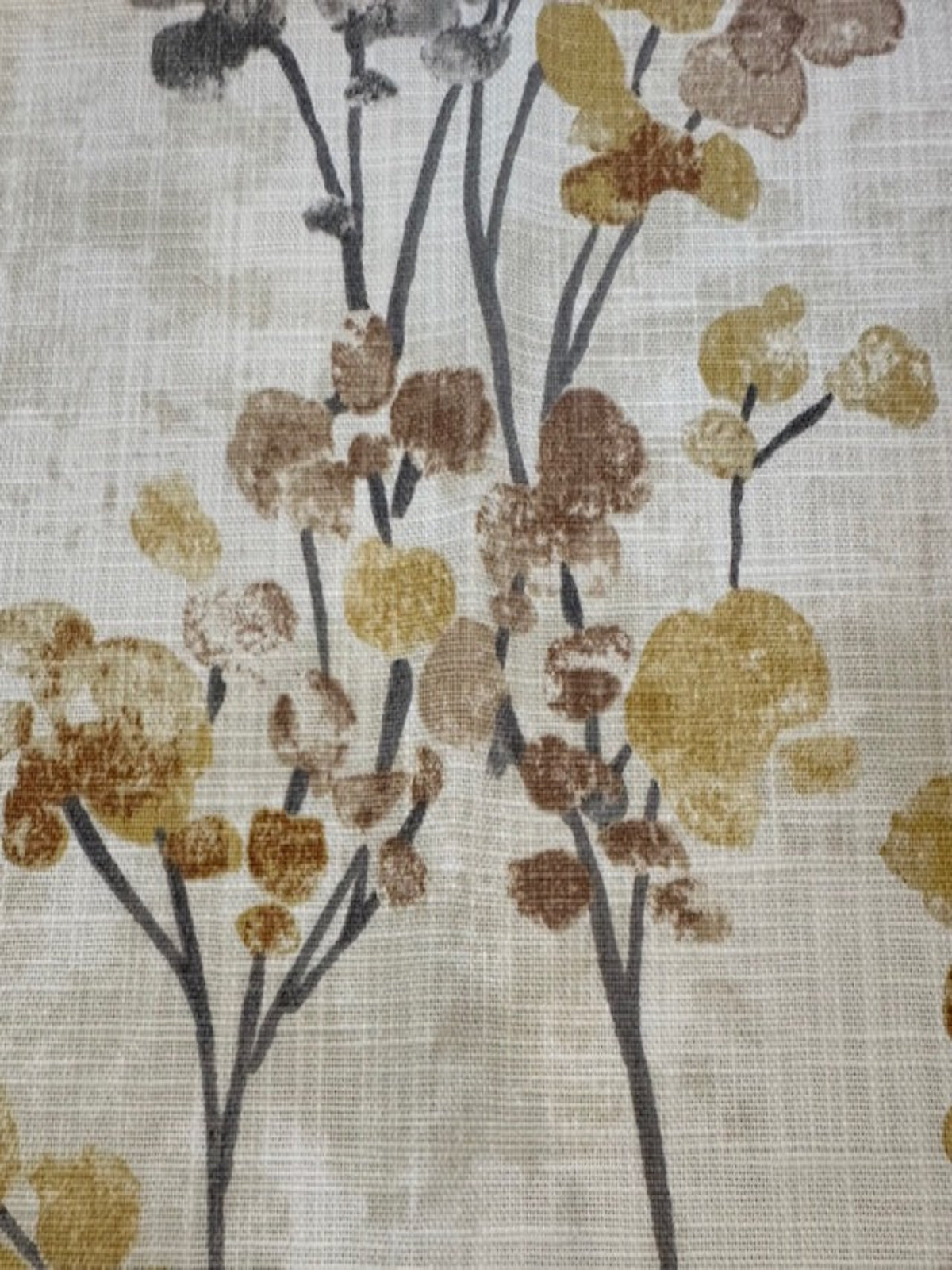 Ochre Berry Bunches on Slubbed Cotton Furnishing