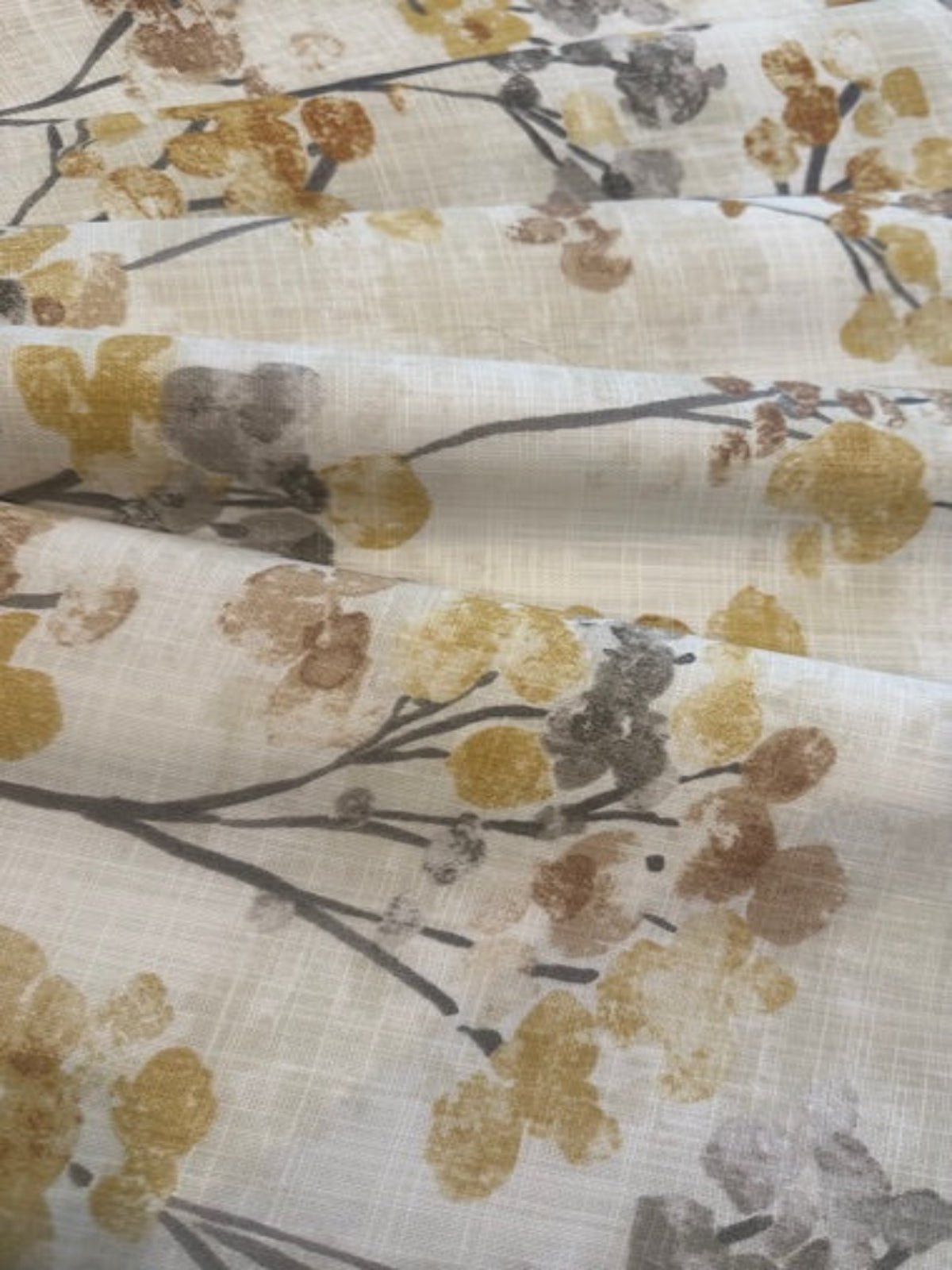 Ochre Berry Bunches on Slubbed Cotton Furnishing