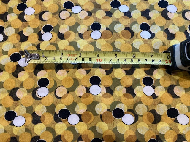 Mustard Overlapping Circles on Silky Satin