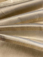 Golden Cream Silk Dupion Irridescent Stripe with Ribboned Stripe running along the Fabric