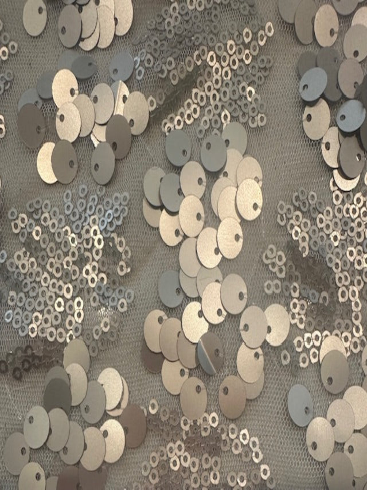 Two Sized Pale Gold Sequin on Nude Mesh