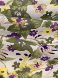Green & Violet Allover Flowers on Cotton Lawn