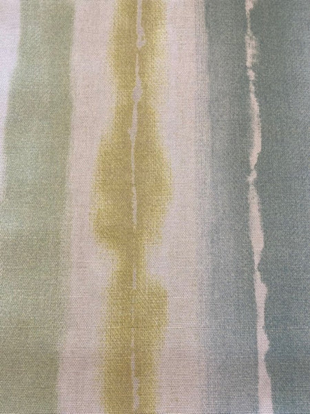 Faded Citrus Stripe on Cotton Furnishing. Stripes running along the fabric.