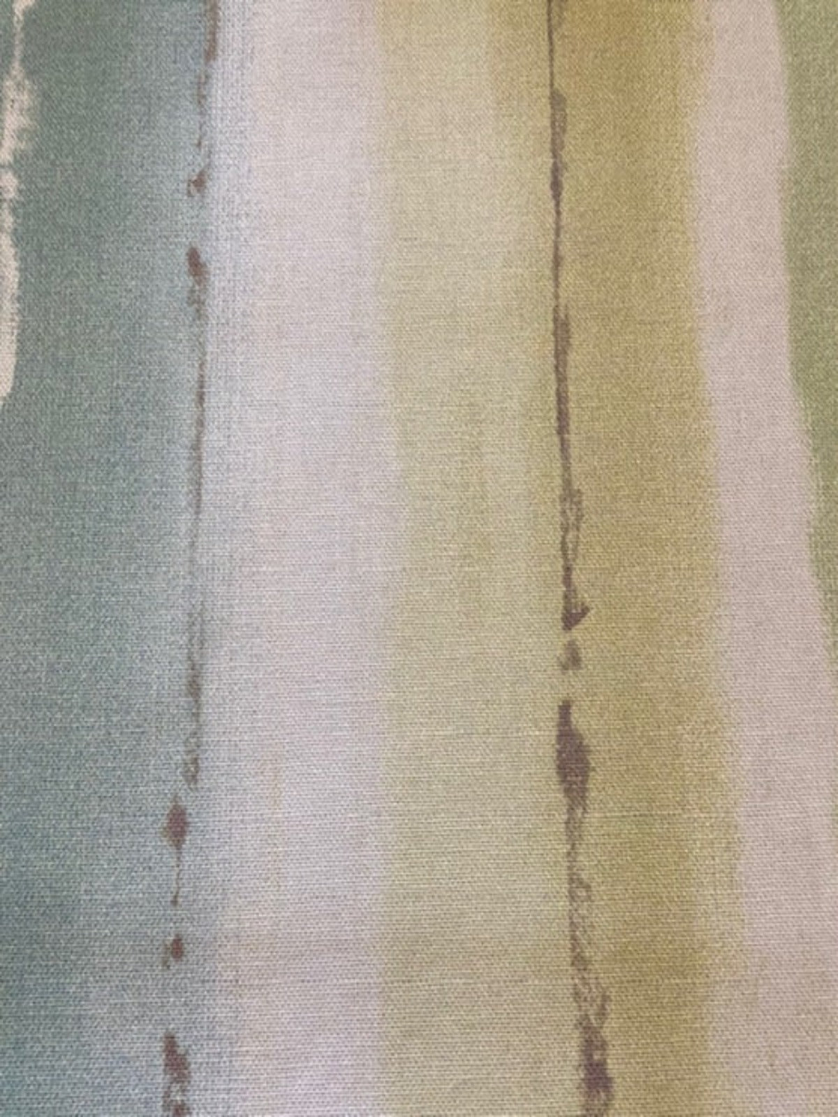 Faded Citrus Stripe on Cotton Furnishing. Stripes running along the fabric.