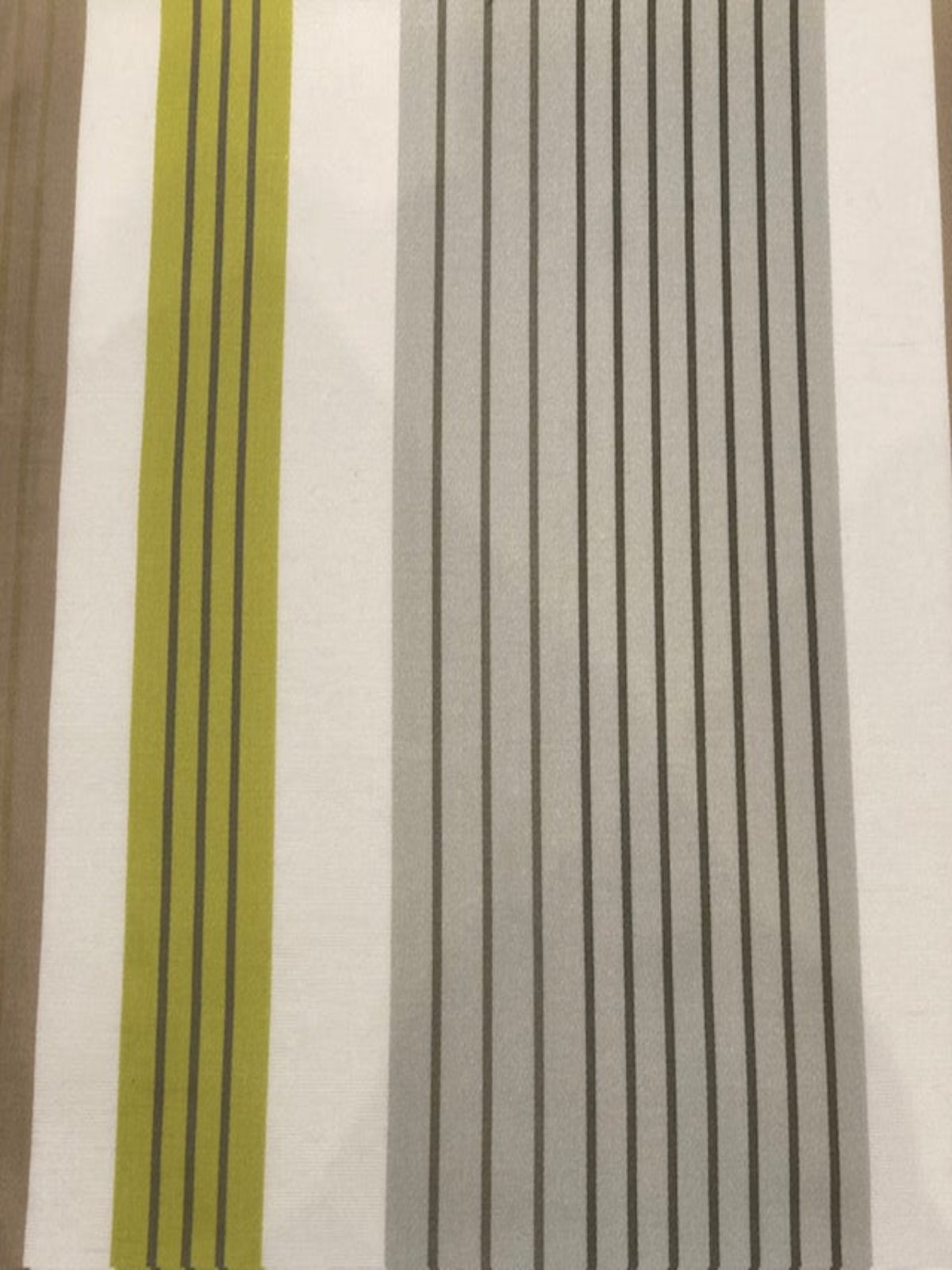 Lime/Grey Stripe. Stripes run along the Fabric.