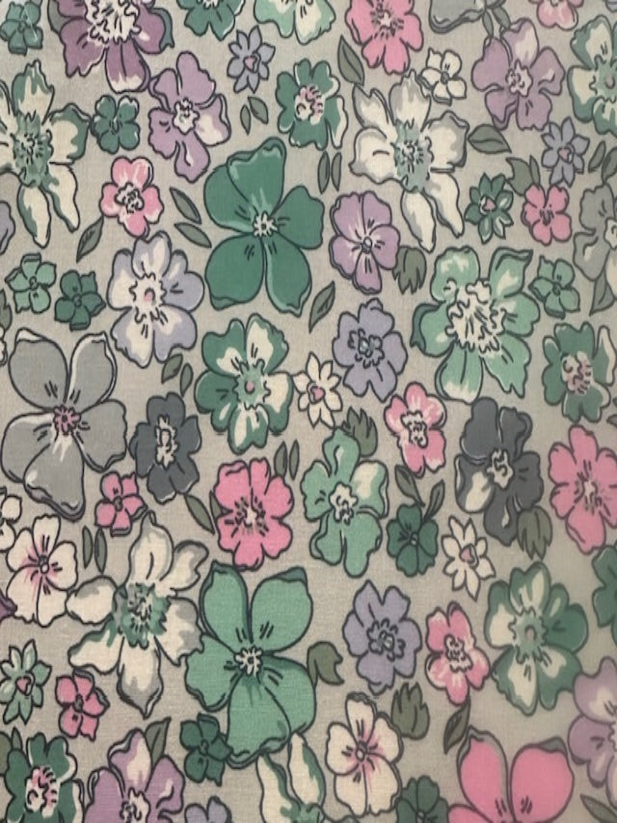 Green/Lavender Floral on Cotton Lawn
