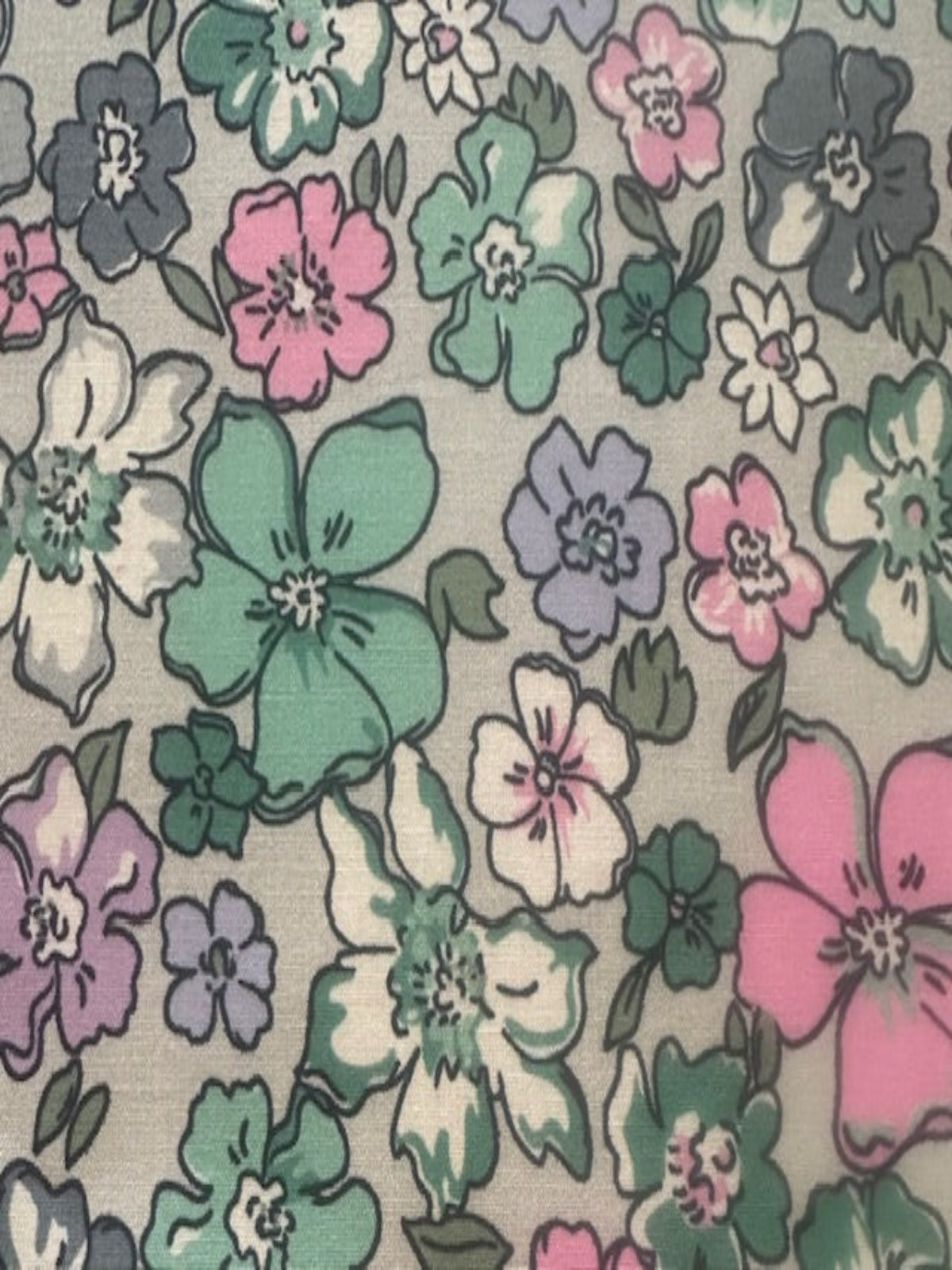 Green/Lavender Floral on Cotton Lawn