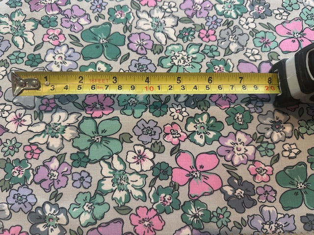 Green/Lavender Floral on Cotton Lawn