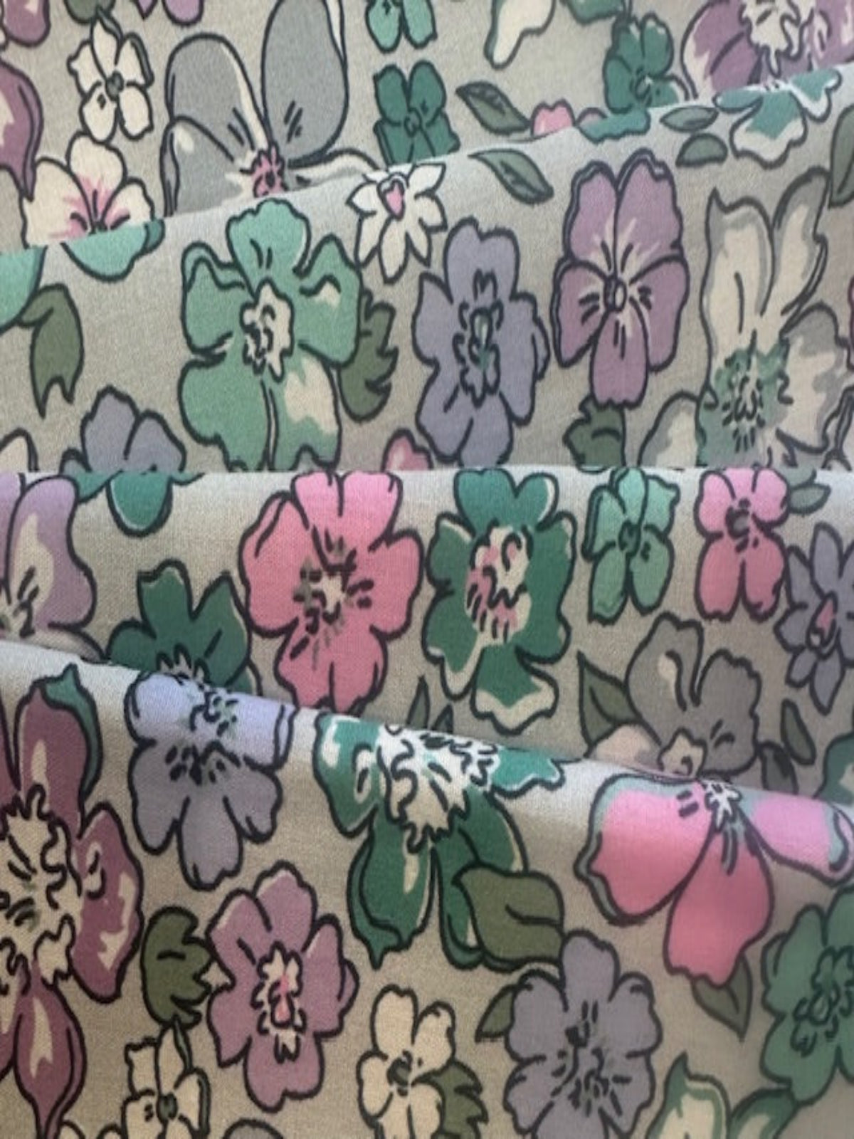 Green/Lavender Floral on Cotton Lawn