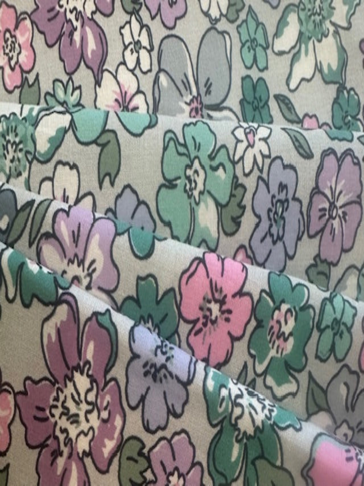 Green/Lavender Floral on Cotton Lawn