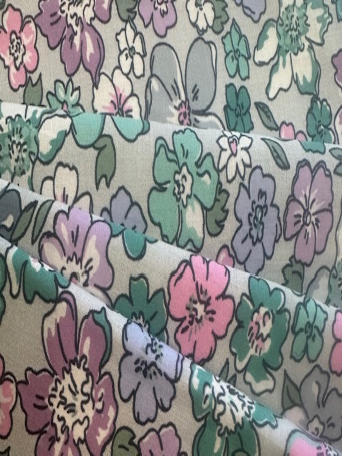 Green/Lavender Floral on Cotton Lawn