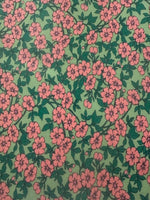 Dusty Pink Floral on Green Cotton Lawn