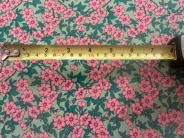 Dusty Pink Floral on Green Cotton Lawn