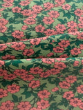Dusty Pink Floral on Green Cotton Lawn