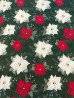 Christmas Jolly Poinsettia on Symphony Green Cotton