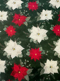 Christmas Jolly Poinsettia on Symphony Green Cotton