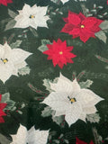 Christmas Jolly Poinsettia on Symphony Green Cotton