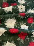 Christmas Jolly Poinsettia on Symphony Green Cotton