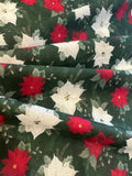 Christmas Jolly Poinsettia on Symphony Green Cotton