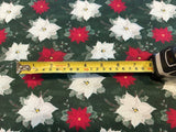 Christmas Jolly Poinsettia on Symphony Green Cotton