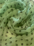 Black Spot on Bright Green Yoryu Silk Chiffon