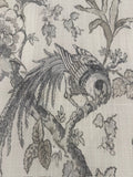 Cream &amp; Grey Floral & Bird Linen Look Furnishing. "Renaissance"- Porter &amp; Stone.