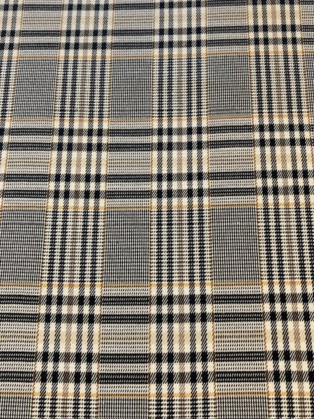 Black Check with Mustard Highlight - One Way Stretch