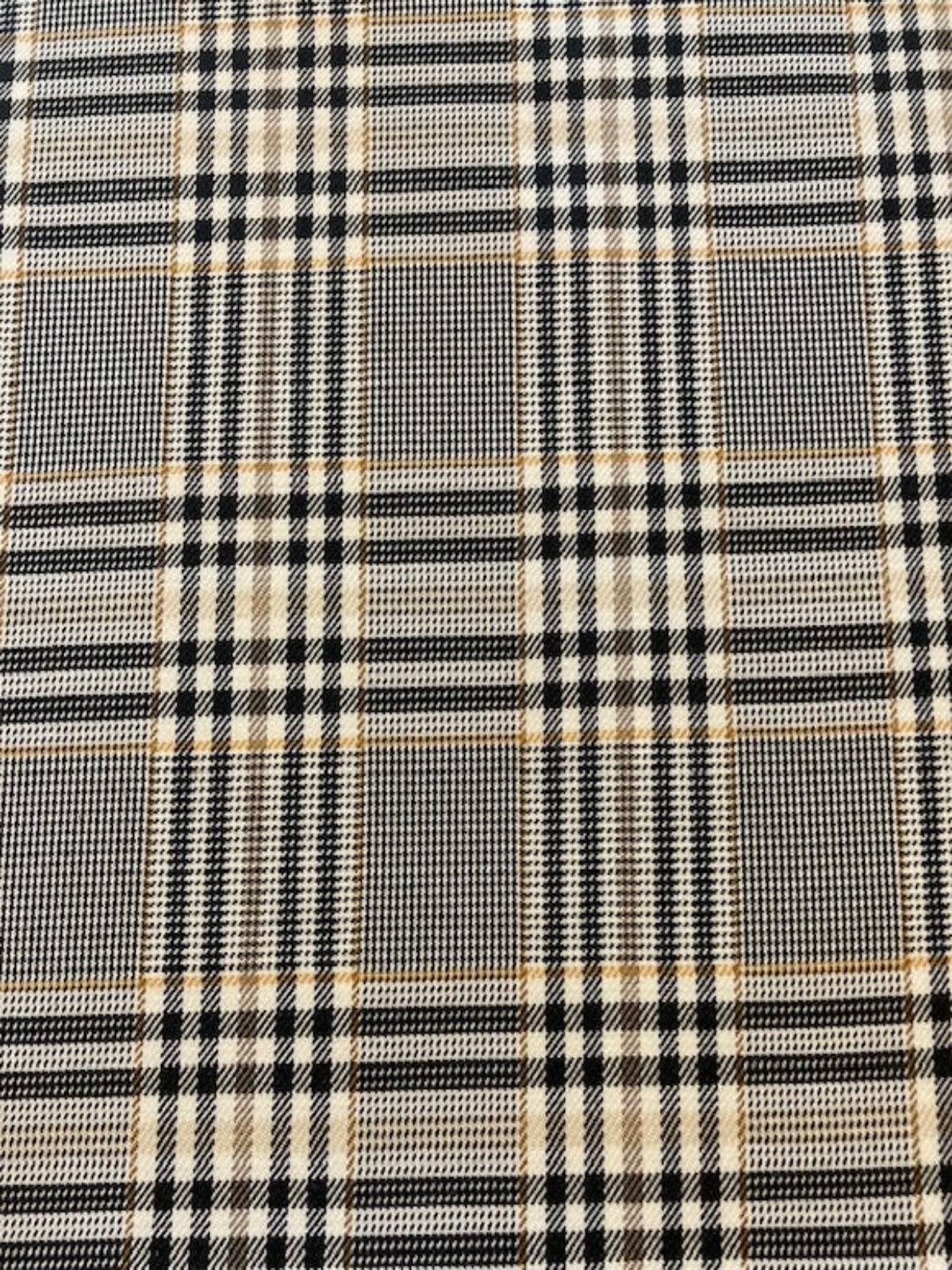 Black Check with Mustard Highlight - One Way Stretch