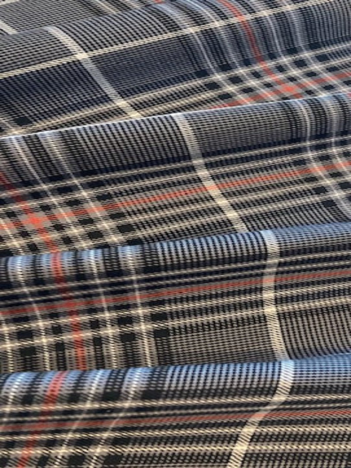 Charcoal Check with Red Highlight Summer Weight