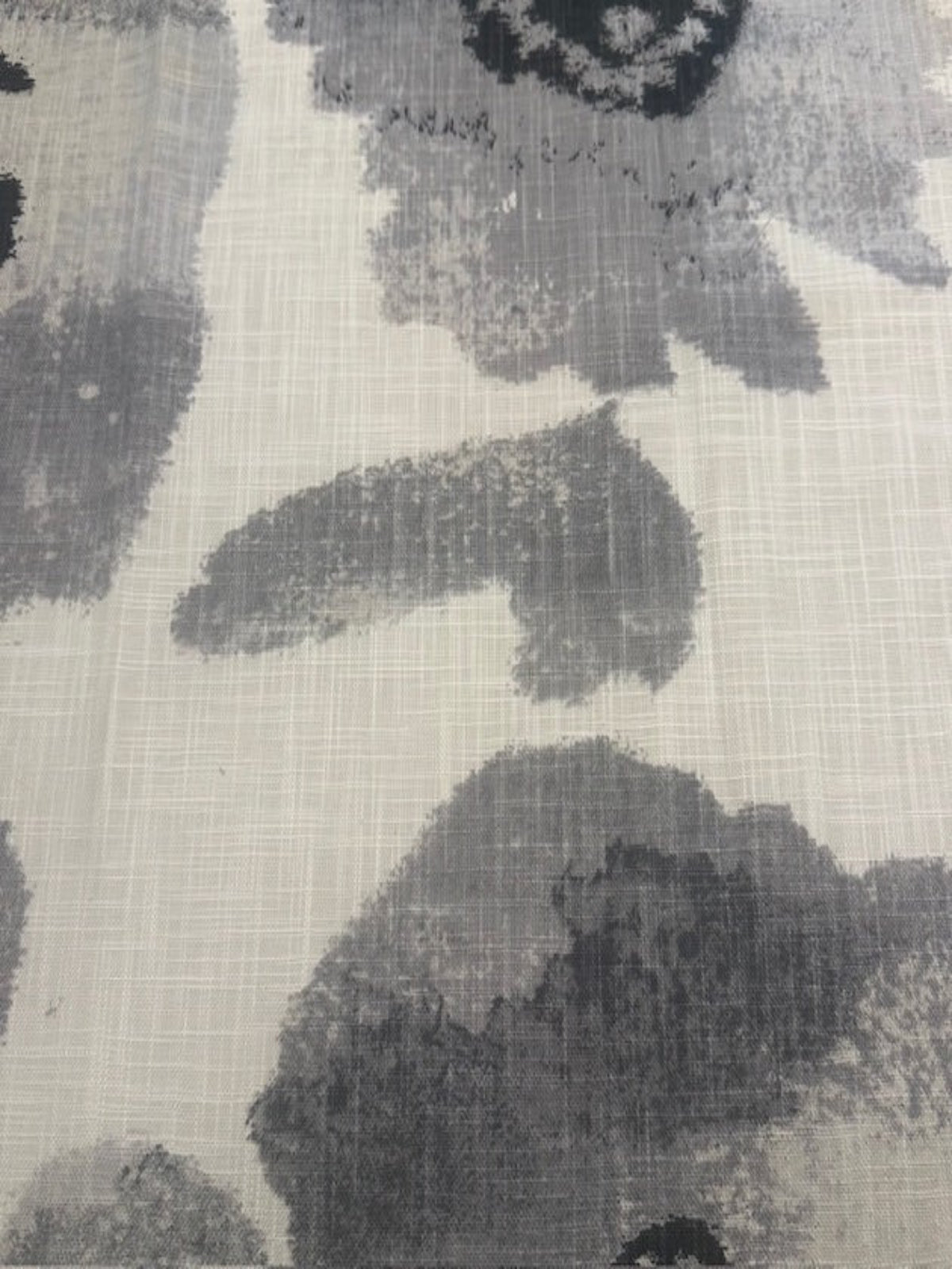 Faded grey Poppies on Ivory Linen Look