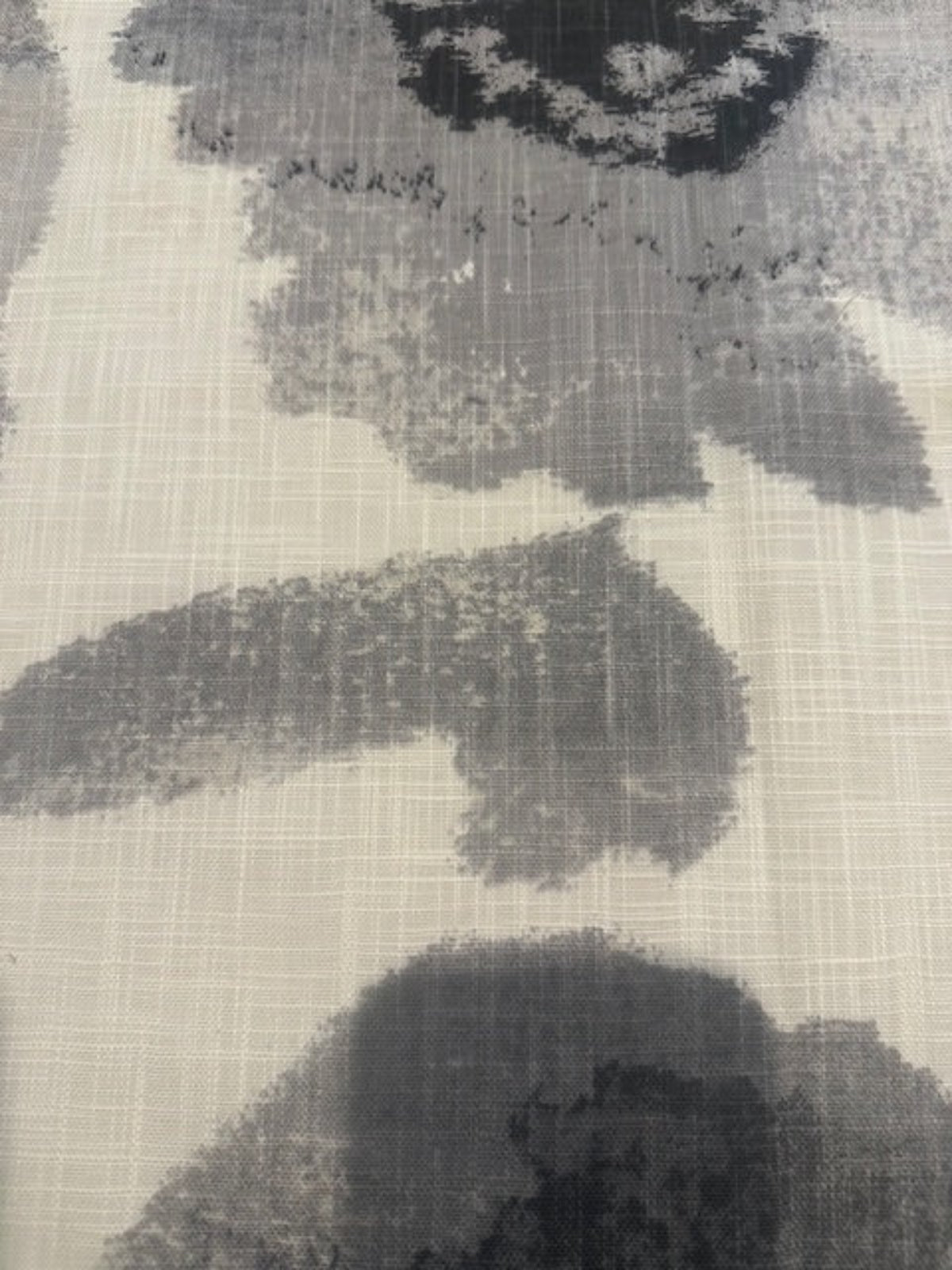 Faded grey Poppies on Ivory Linen Look