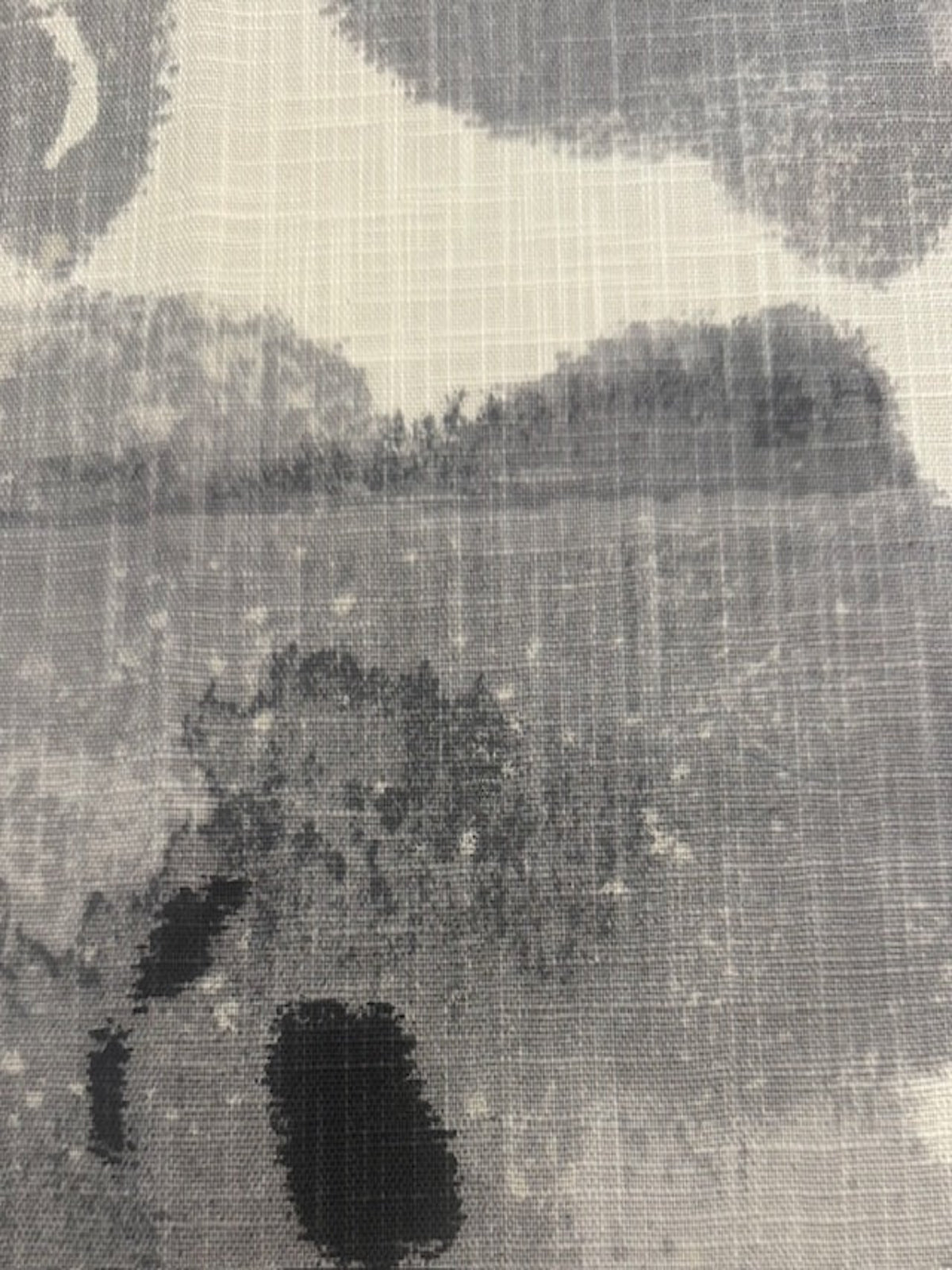 Faded grey Poppies on Ivory Linen Look