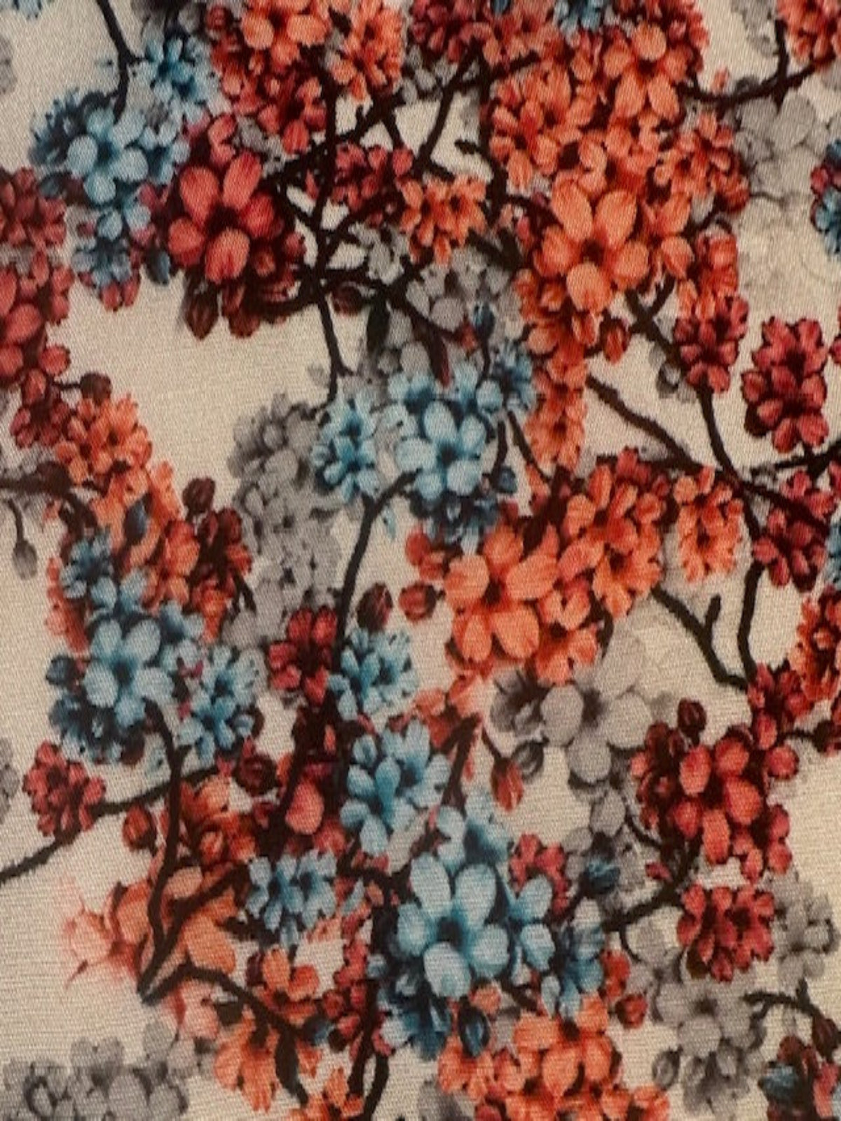 Red, Turquoise & Grey Floral on Soft Touch Viscose