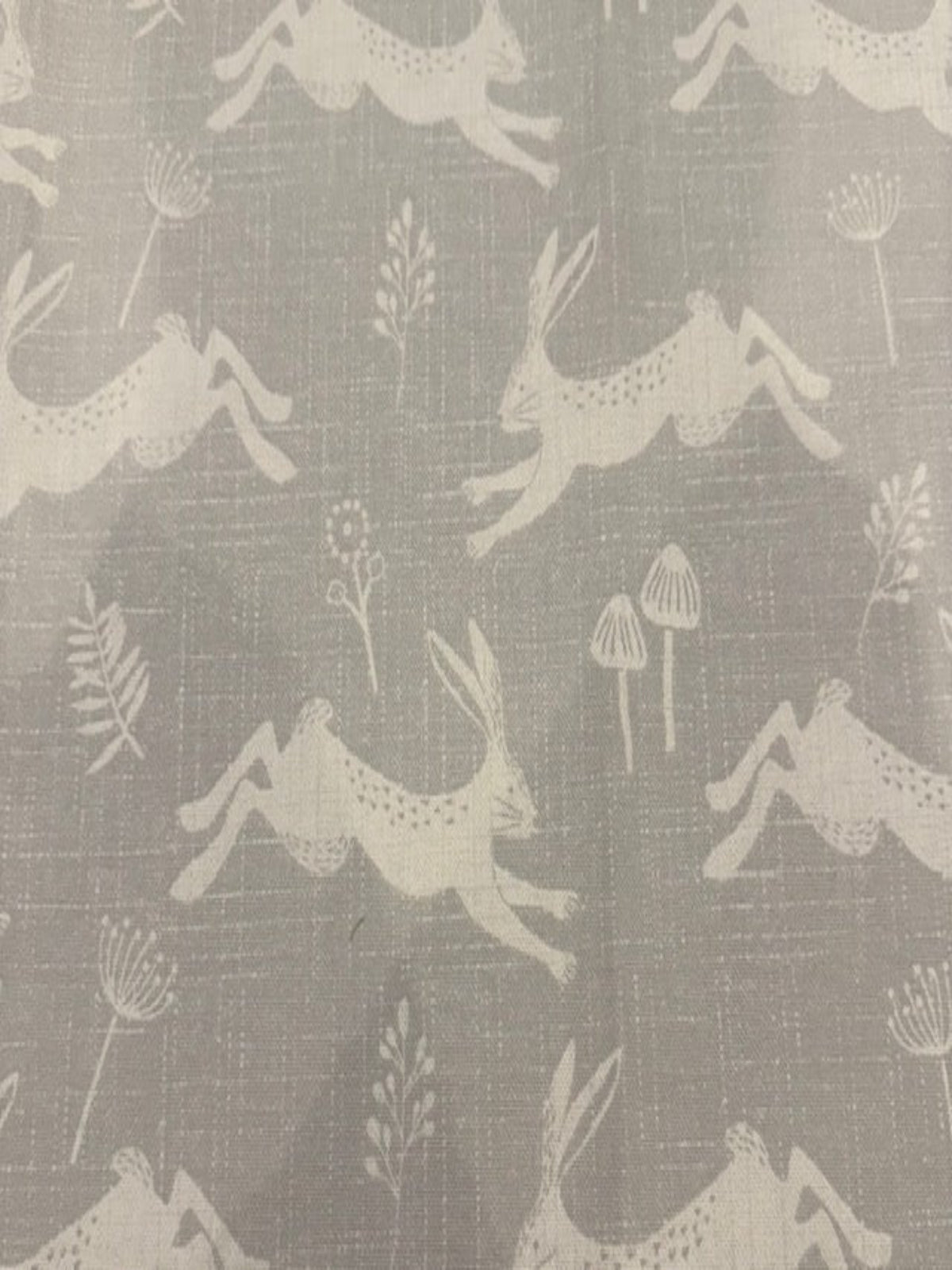 Ivory Running Hares on Pale Grey Furnishing