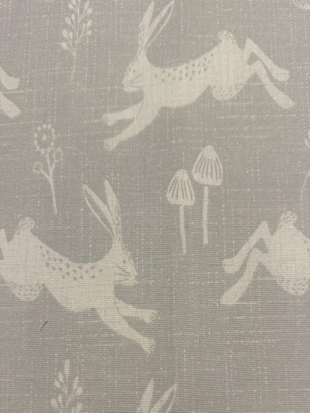 Ivory Running Hares on Pale Grey Furnishing