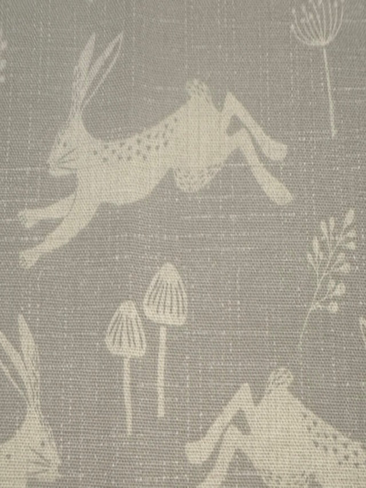 Ivory Running Hares on Pale Grey Furnishing