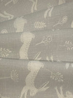 Ivory Running Hares on Pale Grey Furnishing