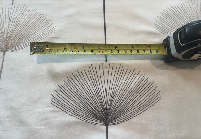 Charcoal Fan Plant Embroidery on Ivory Dupion