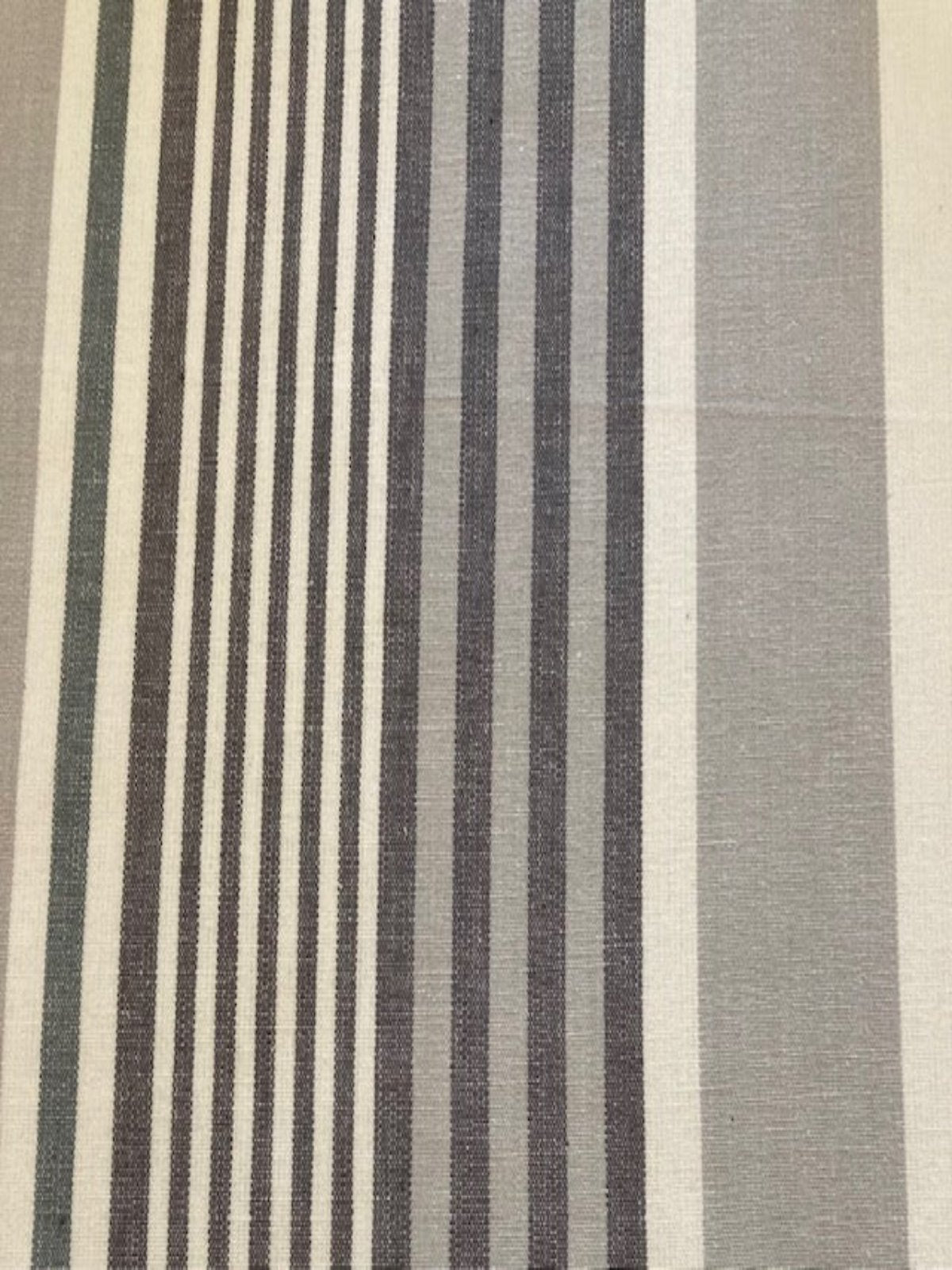 Grey Stripes on Wide 250cm Cotton. Stripes run along the fabric