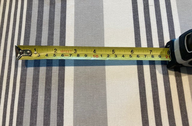 Grey Stripes on Wide 250cm Cotton. Stripes run along the fabric