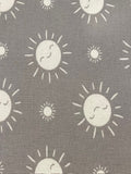 Smiling Sun on Grey Cotton