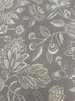 Grey &amp; Ecru Trailing Flower &amp; Leaf Linen Look Furnishing. "Amore"- Porter &amp; Stone.