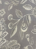 Grey &amp; Ecru Trailing Flower &amp; Leaf Linen Look Furnishing. "Amore"- Porter &amp; Stone.